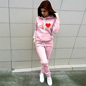Autumn Winter 2 Piece Set Women Hoodie Pants Printed Tracksuit Pullover Sweatshirt Trousers With Pockets Tracksuit Suits