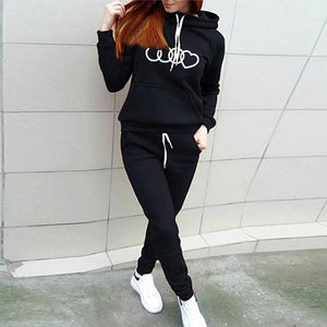 Autumn Winter 2 Piece Set Women Hoodie Pants Printed Tracksuit Pullover Sweatshirt Trousers With Pockets Tracksuit Suits