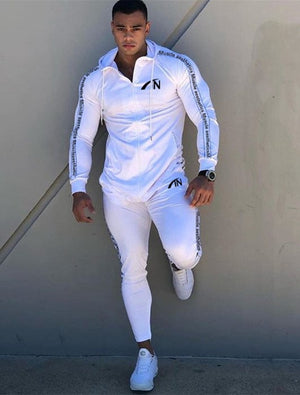 Casual Sportswear Suit Gym Fitness Tracksuit Hoodies Pants Set Men Fashion Zipper Sweatshirt Male Cotton Joggers Sweatpants Coat